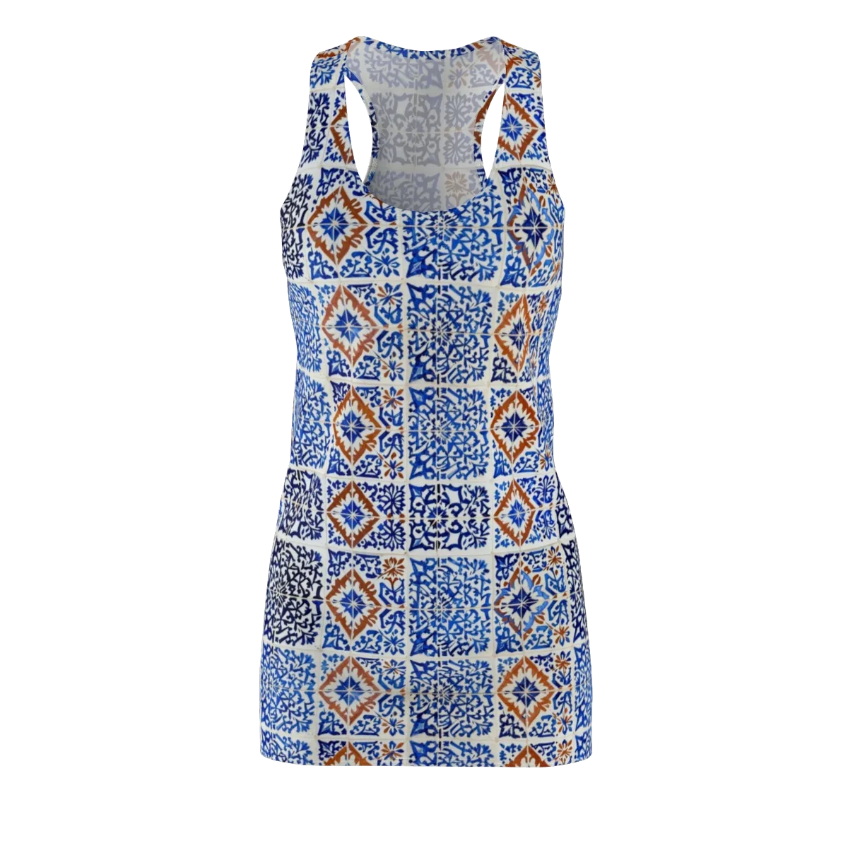 Indigo Tilework on Racerback Dress — Front