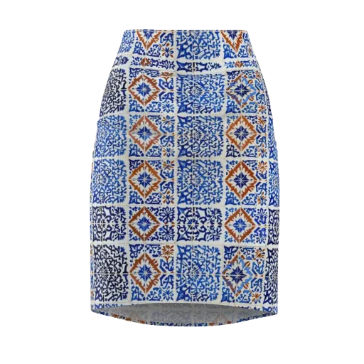 Indigo Tilework on a Pencil Skirt