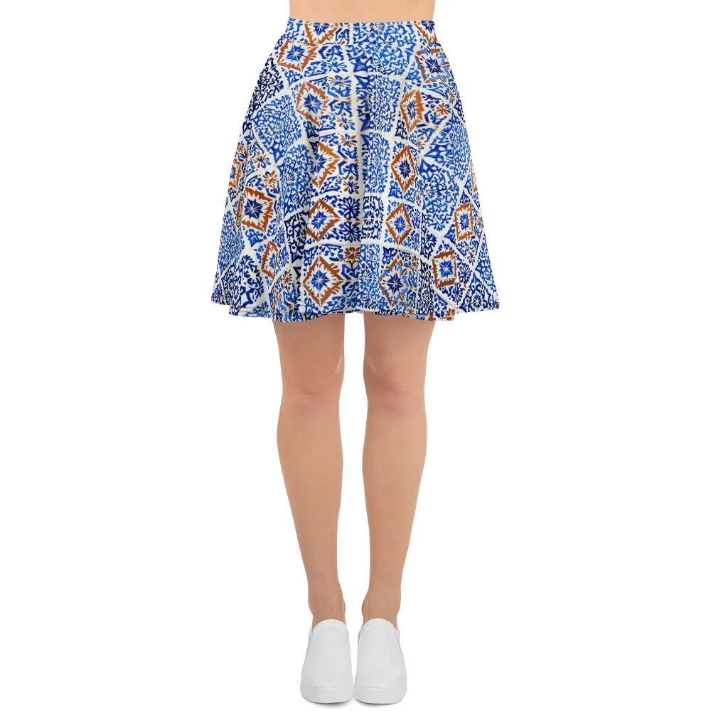 Indigo Tilework on Skater Skirt — Front