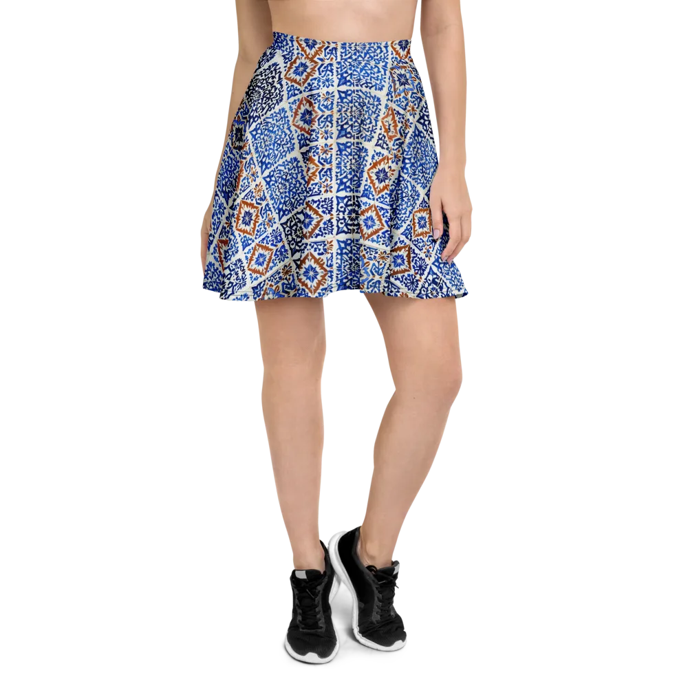 Indigo Tilework on Skater Skirt — Front