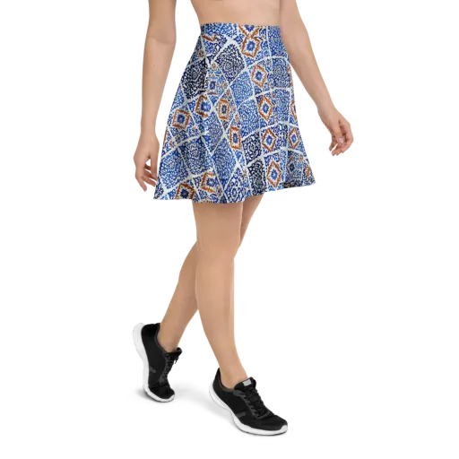Indigo Tilework on a Skater Skirt