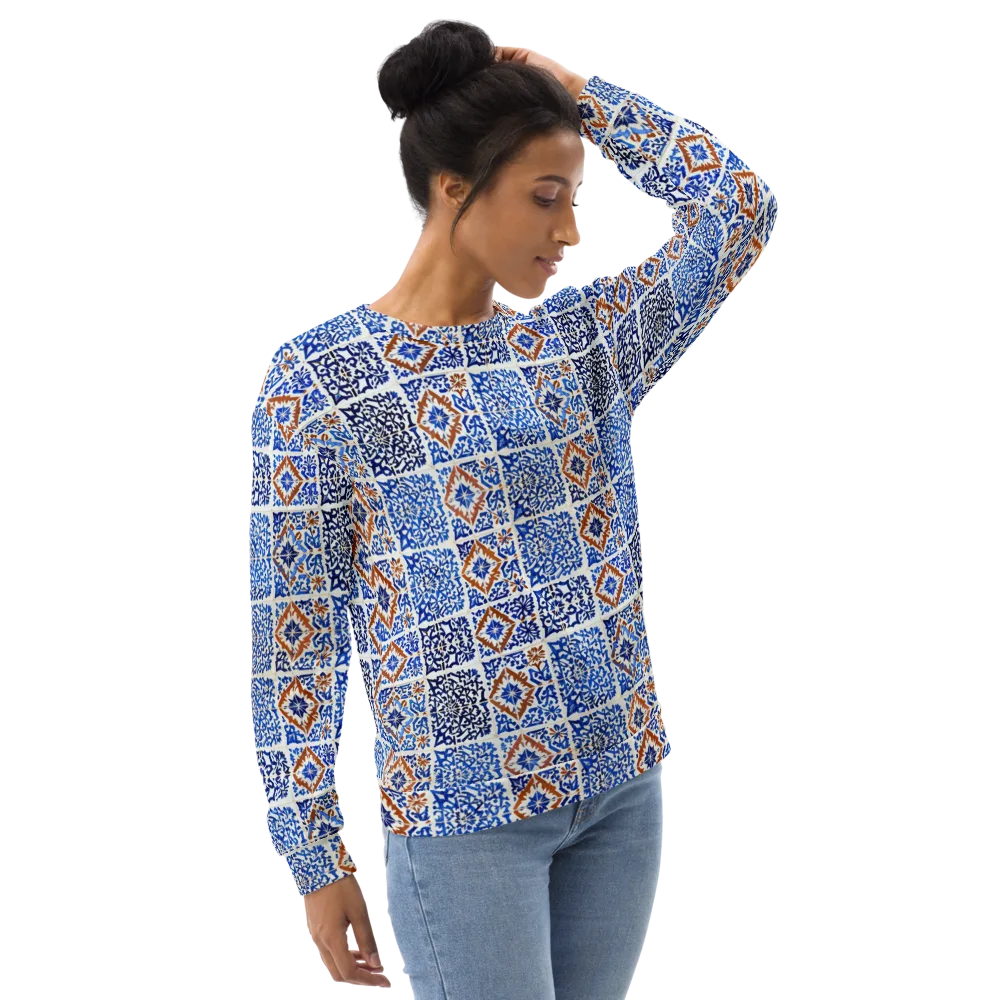 Indigo Tilework on Sweatshirt — Right Front