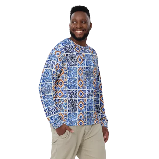 Indigo Tilework on a Sweatshirt