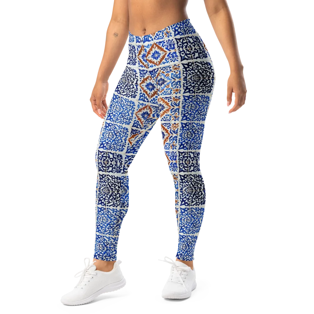 Indigo Tilework on Leggings — Left Front