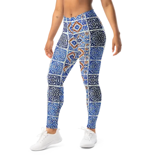 Indigo Tilework on a Leggings