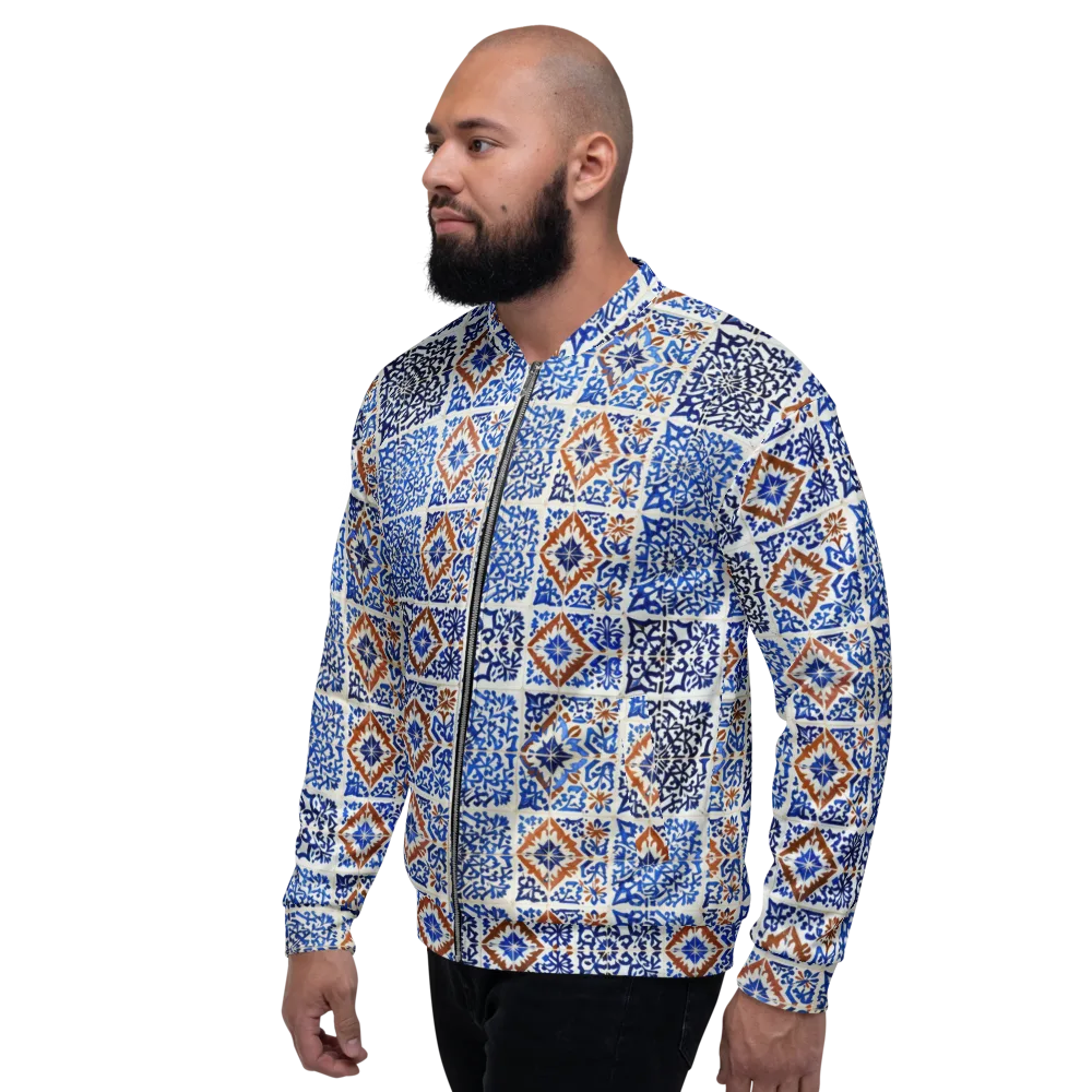 Indigo Tilework on Bomber Jacket — Left