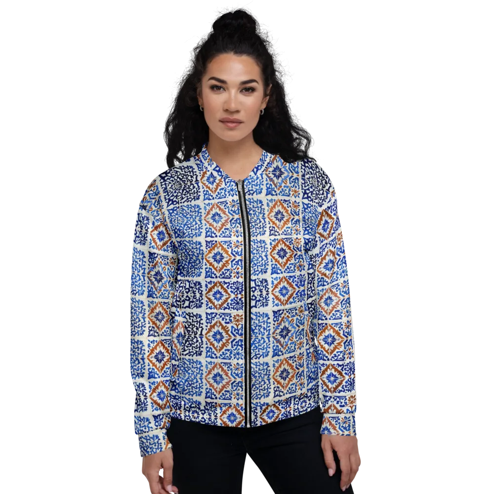 Indigo Tilework on Bomber Jacket — Front