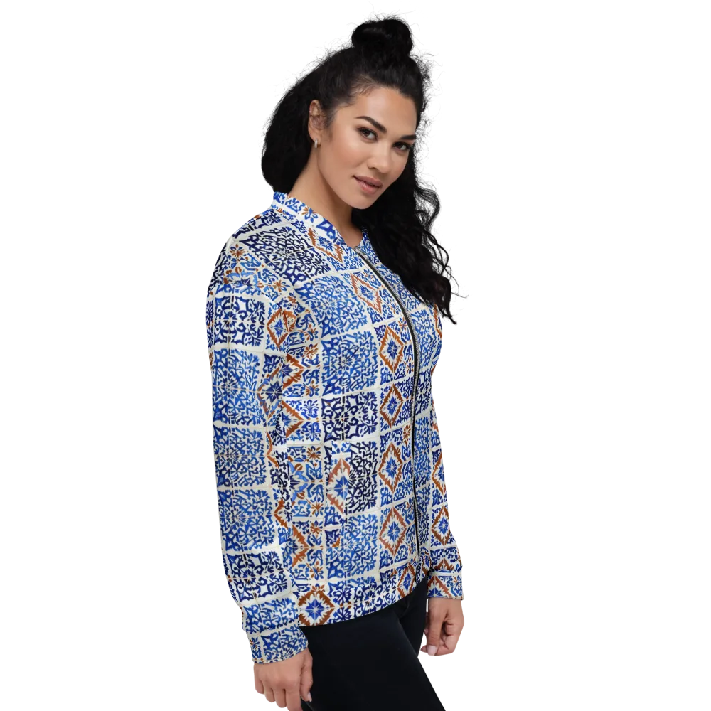 Indigo Tilework on Bomber Jacket — Right