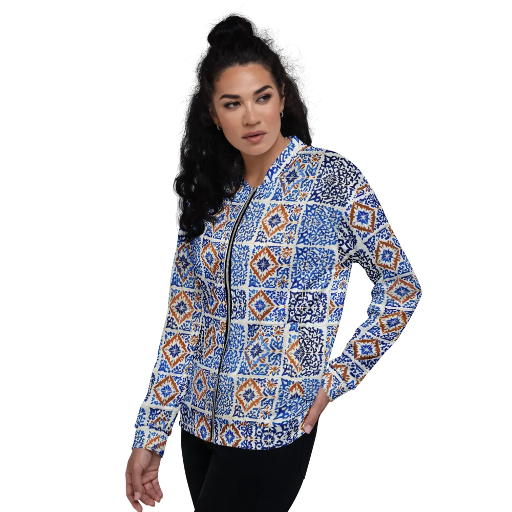 Indigo Tilework on Bomber Jacket — Left