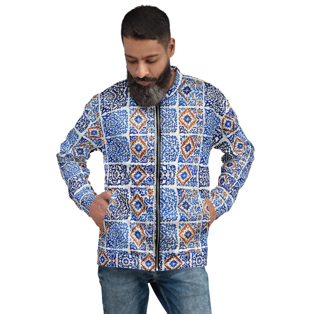Indigo Tilework on Bomber Jacket — Front