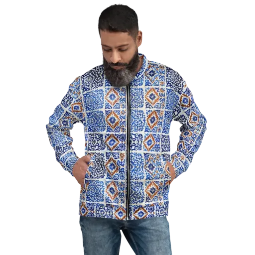 Indigo Tilework on a Bomber Jacket