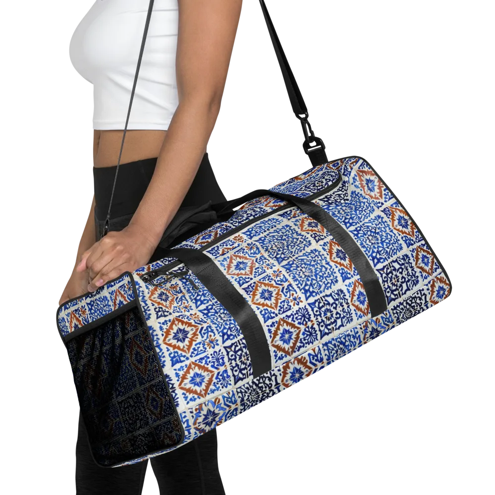 Indigo Tilework on Duffle Bag — Front