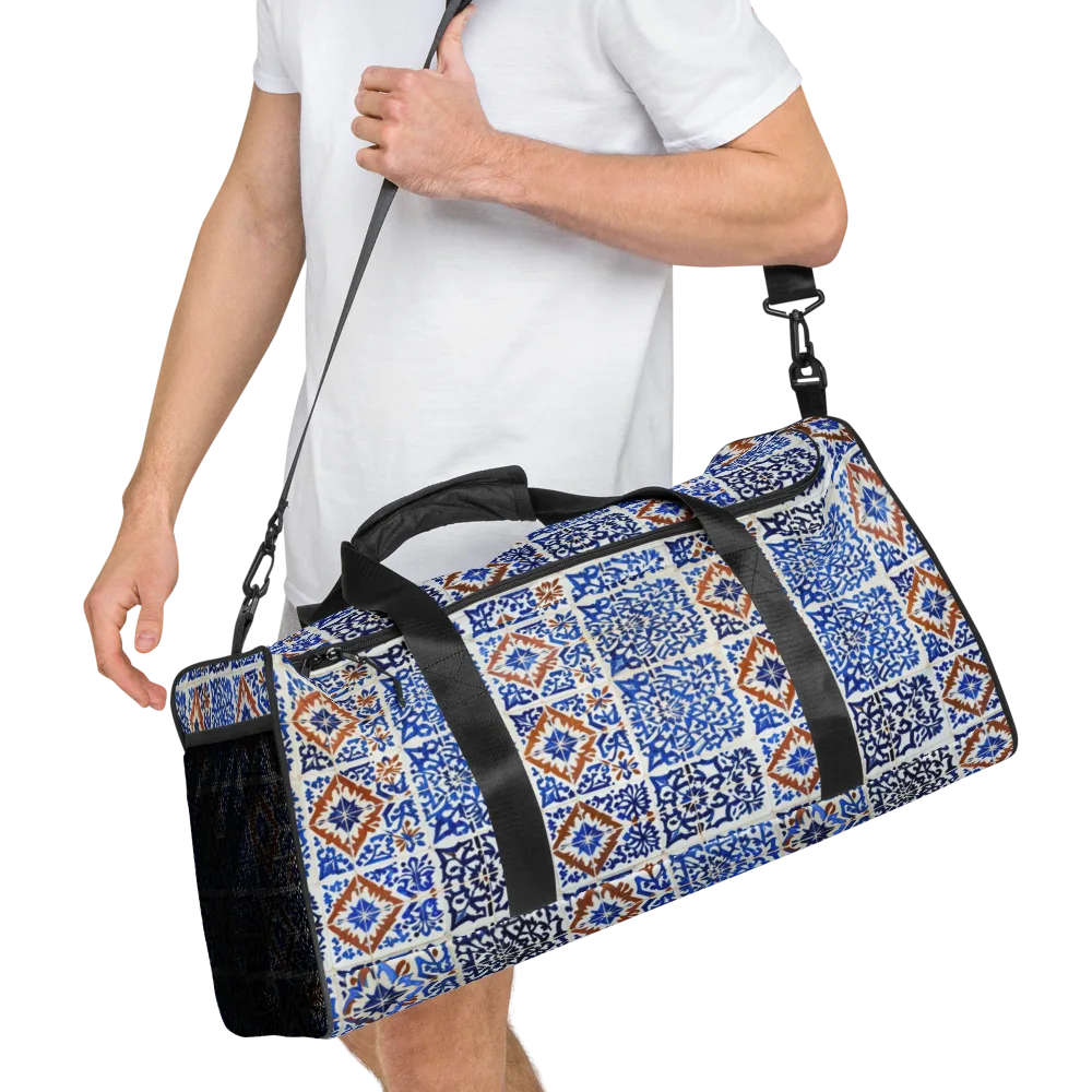 Indigo Tilework on Duffle Bag — Right Front
