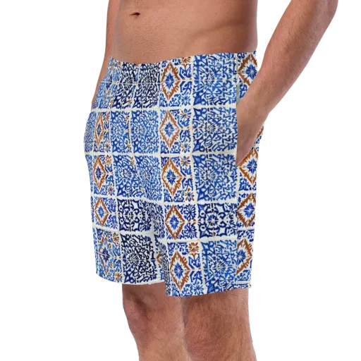 Indigo Tilework on a Swim Trunks