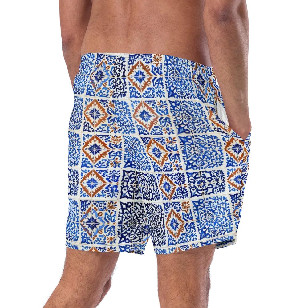Indigo Tilework on Swim Trunks — Right Back