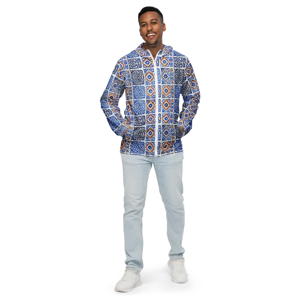 Indigo Tilework on Men's Windbreaker — Front