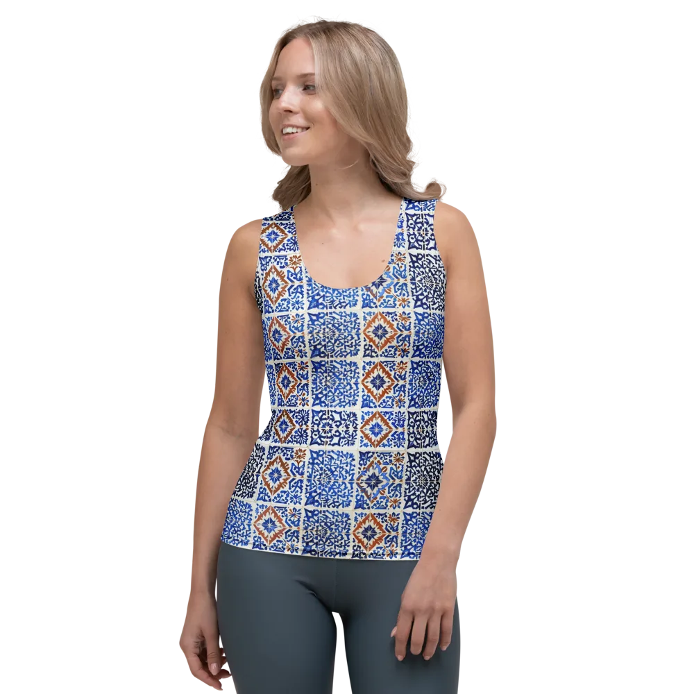 Indigo Tilework on Women's Tank Top — Front