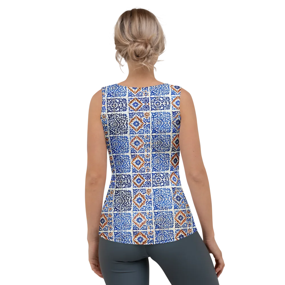 Indigo Tilework on Women's Tank Top — Back