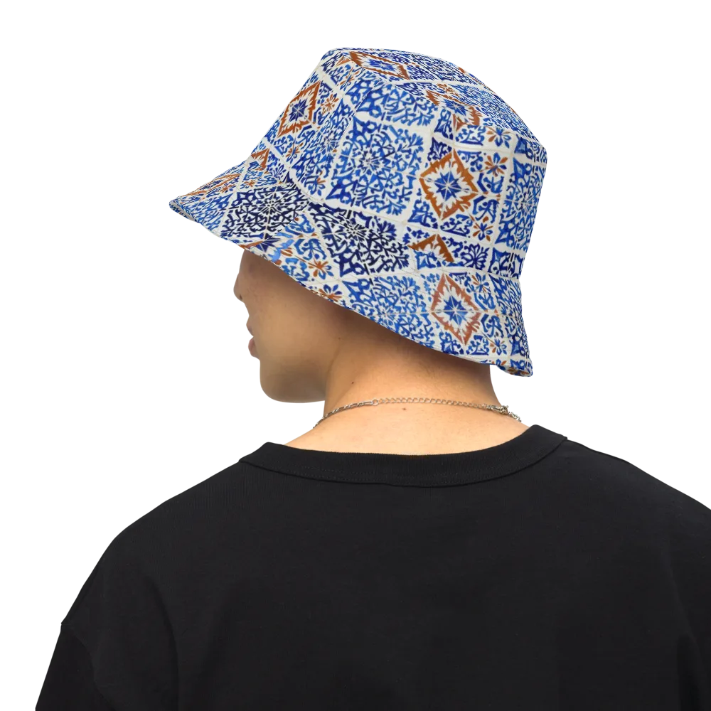 Indigo Tilework on Reversible Bucket Hat — Back Inside