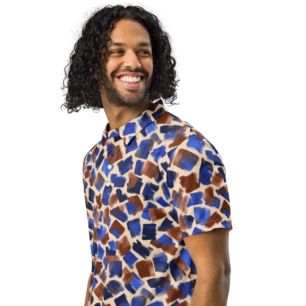 Painter’s Scatter on Men's Slim Fit Polo Shirt — Left Front