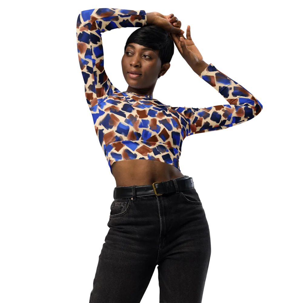 Painter’s Scatter on Long Sleeve Crop Top — Front