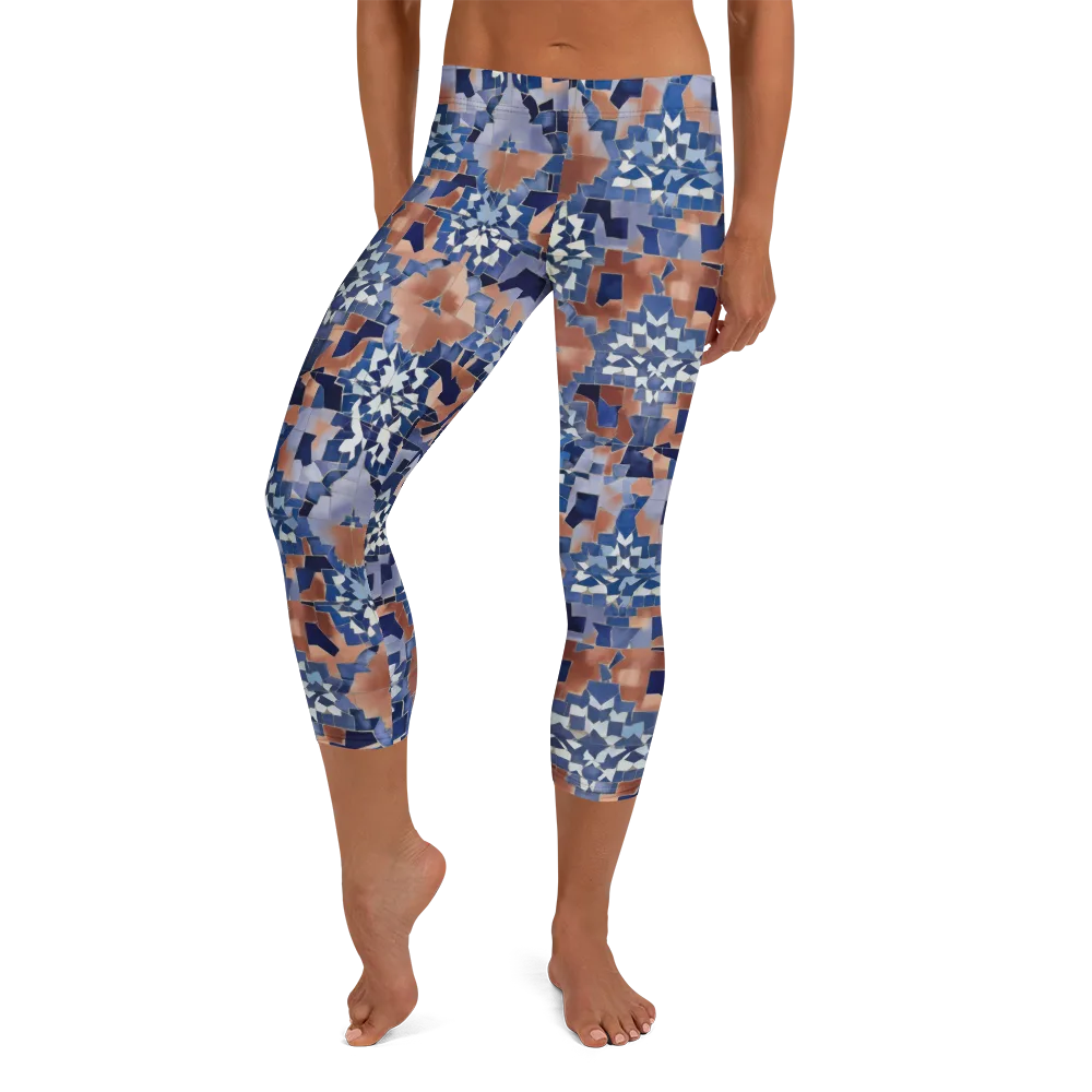 Blue Hour Tile on Capri Leggings — Front