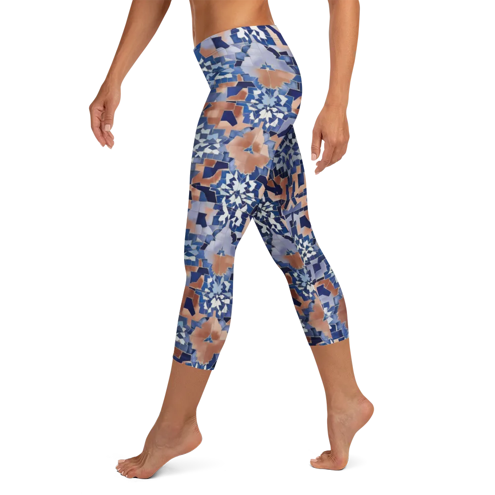 Blue Hour Tile on Capri Leggings — Left