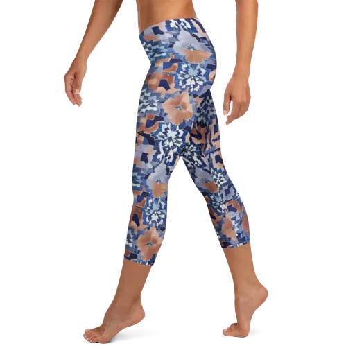 Blue Hour Tile on a Capri Leggings
