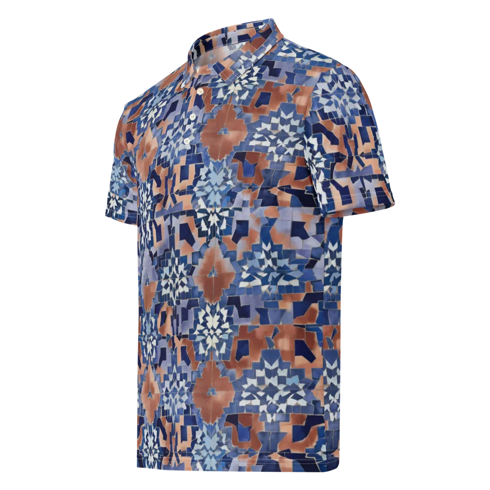 Blue Hour Tile on Men's Slim Fit Polo Shirt — Left Front