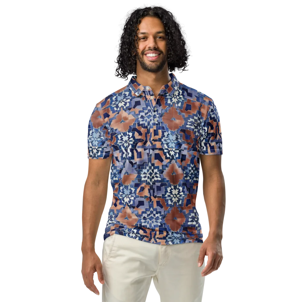 Blue Hour Tile on Men's Slim Fit Polo Shirt — Front