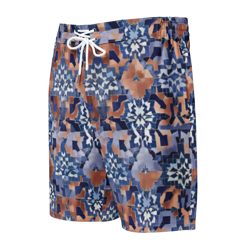 Blue Hour Tile on Men's Board Shorts — Front