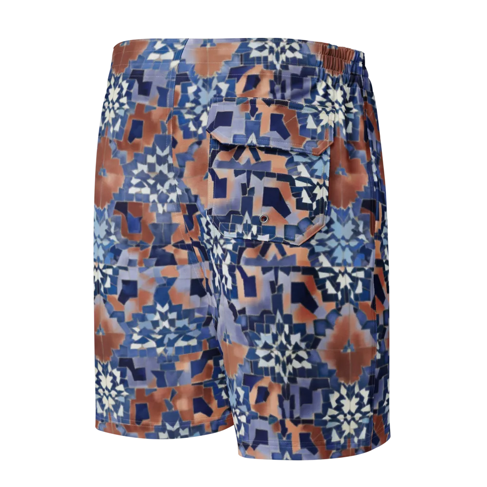 Blue Hour Tile on Men's Board Shorts — Back
