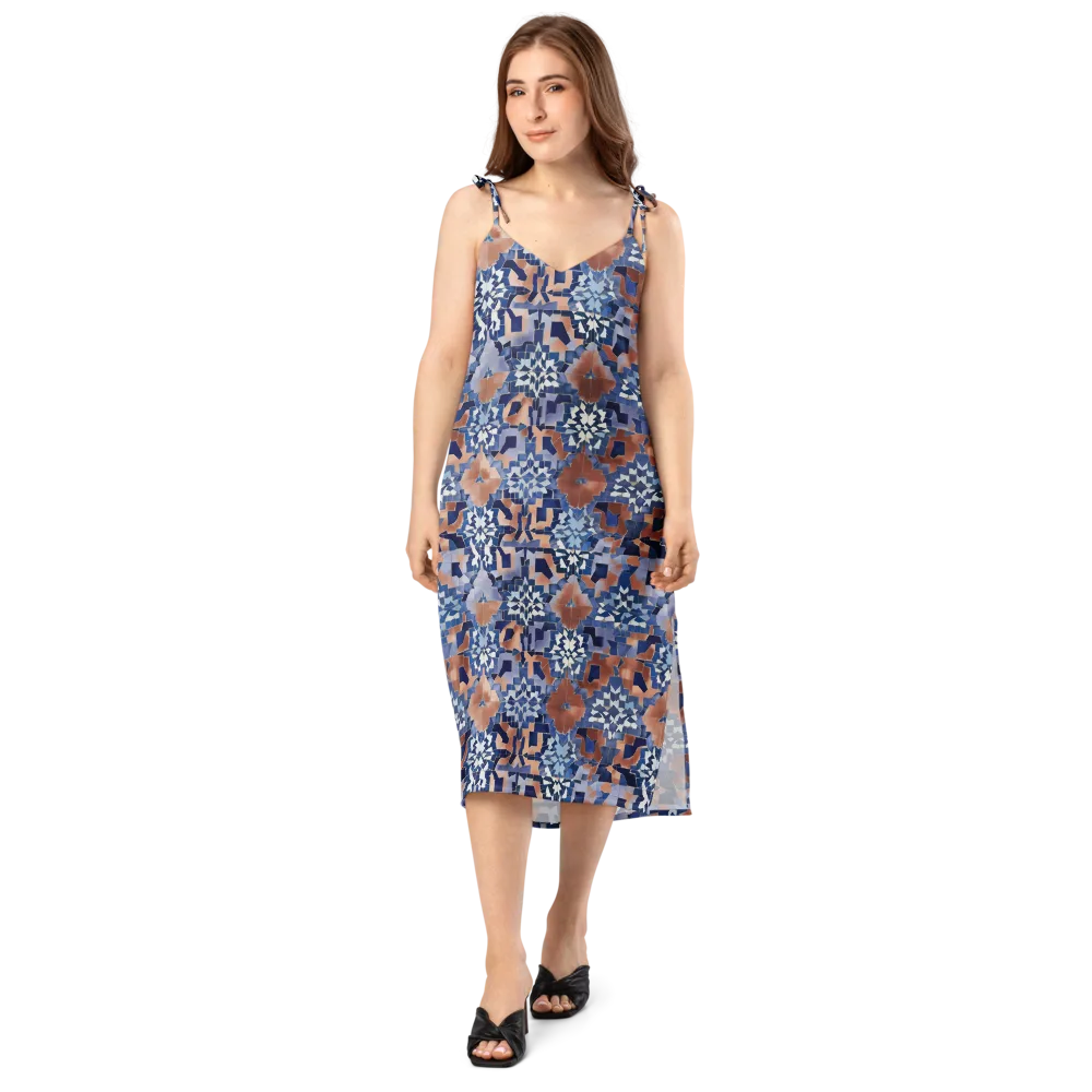 Blue Hour Tile on Slip Dress — Front