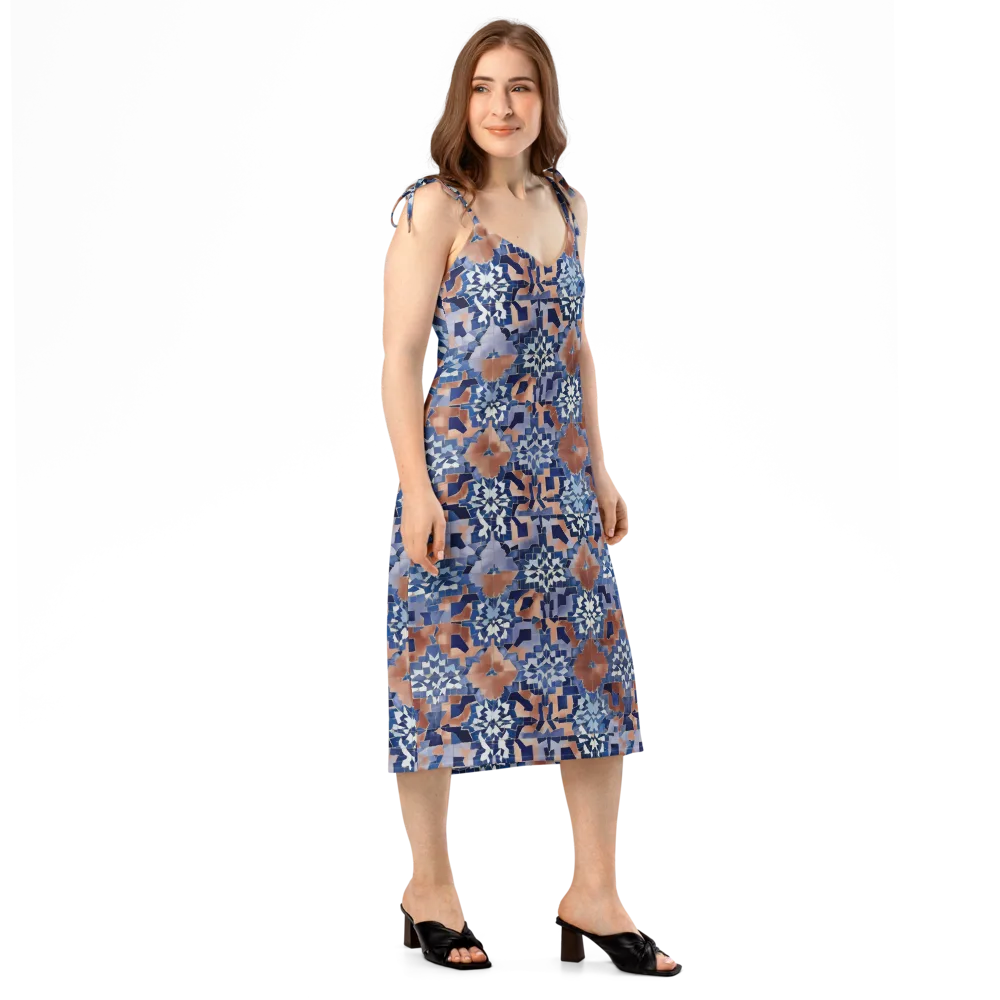 Blue Hour Tile on Slip Dress — Right Front