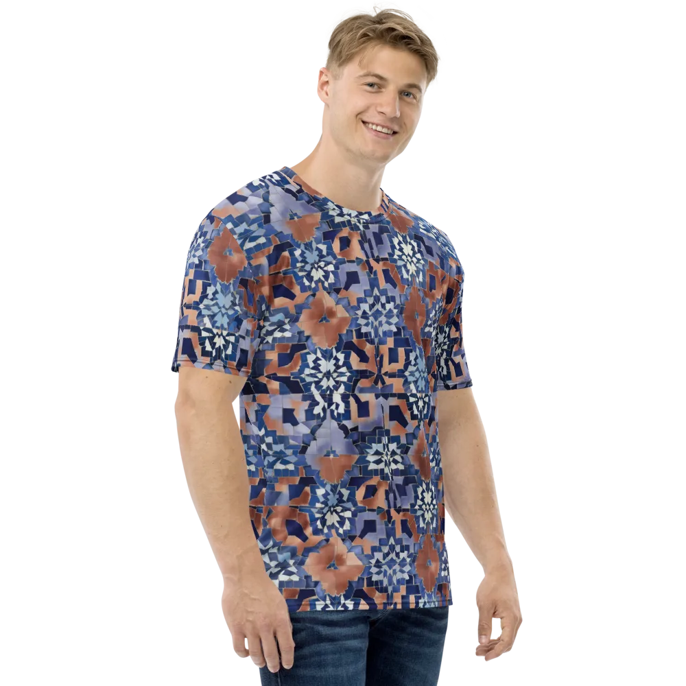 Blue Hour Tile on Men's Crew Neck T-Shirt — Right