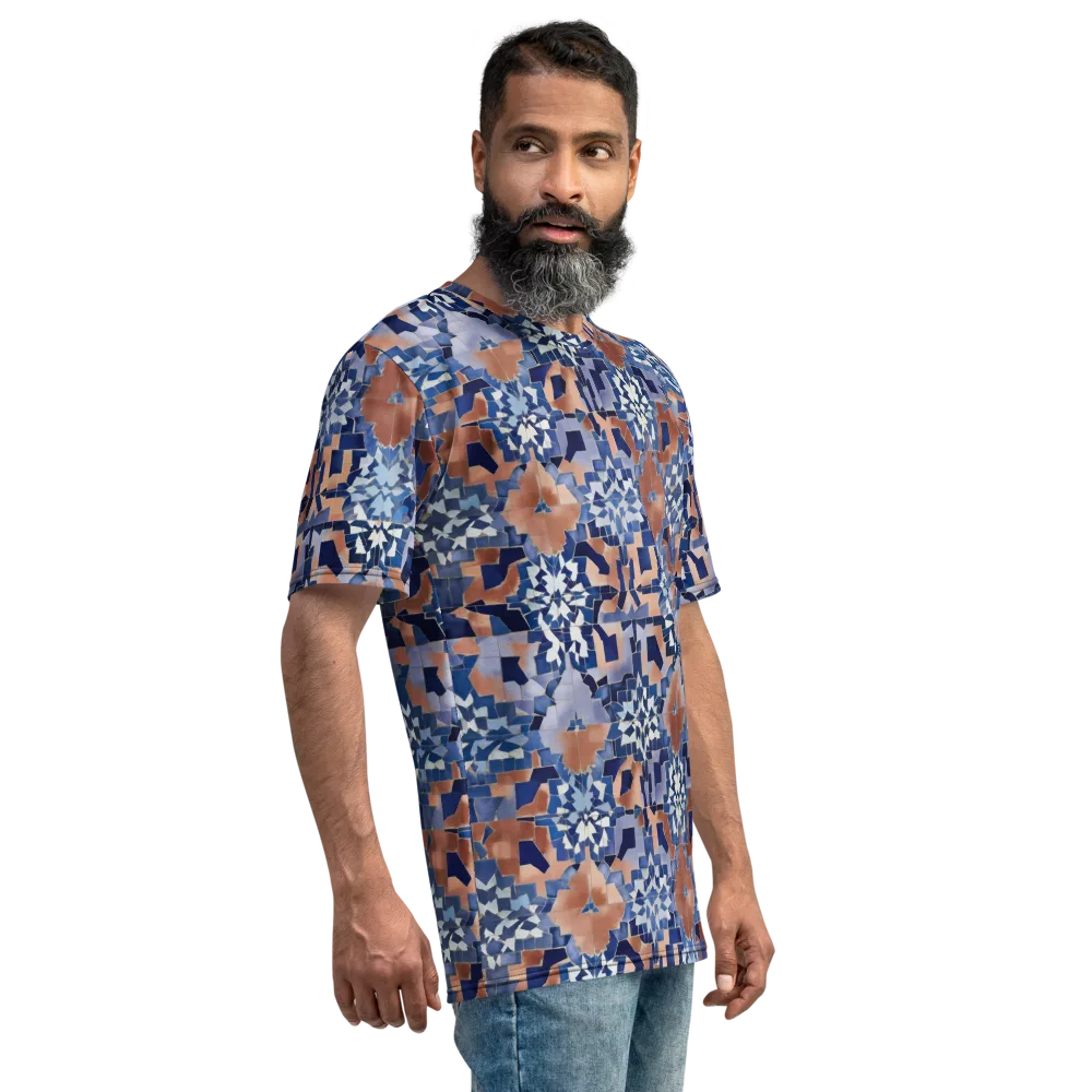 Blue Hour Tile on Men's Crew Neck T-Shirt — Right