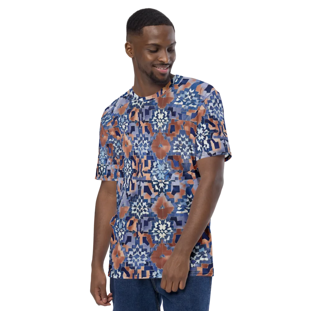 Blue Hour Tile on Men's Crew Neck T-Shirt — Left