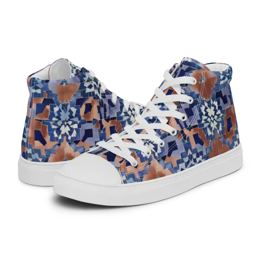 Blue Hour Tile on a Men's High Top Canvas Shoes