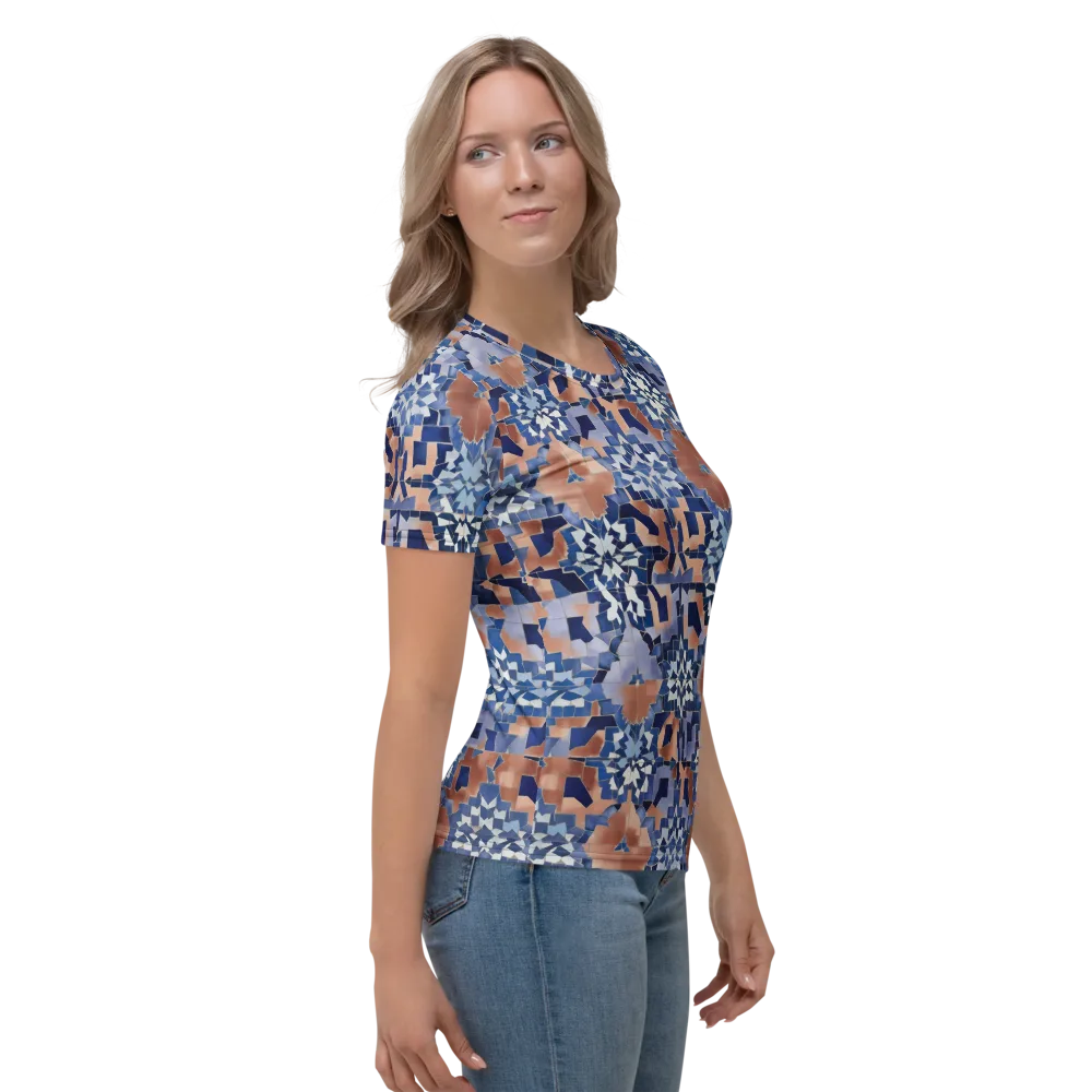 Blue Hour Tile on Women's Crew Neck T-Shirt — Right