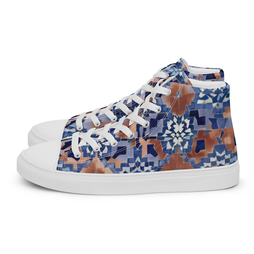 Blue Hour Tile on Women's High Top Canvas Shoes — Left