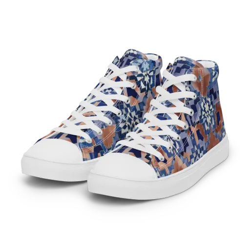 Blue Hour Tile on a Women's High Top Canvas Shoes