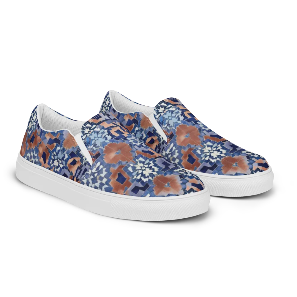 Blue Hour Tile on Men's Slip-On Canvas Shoes — Right Front