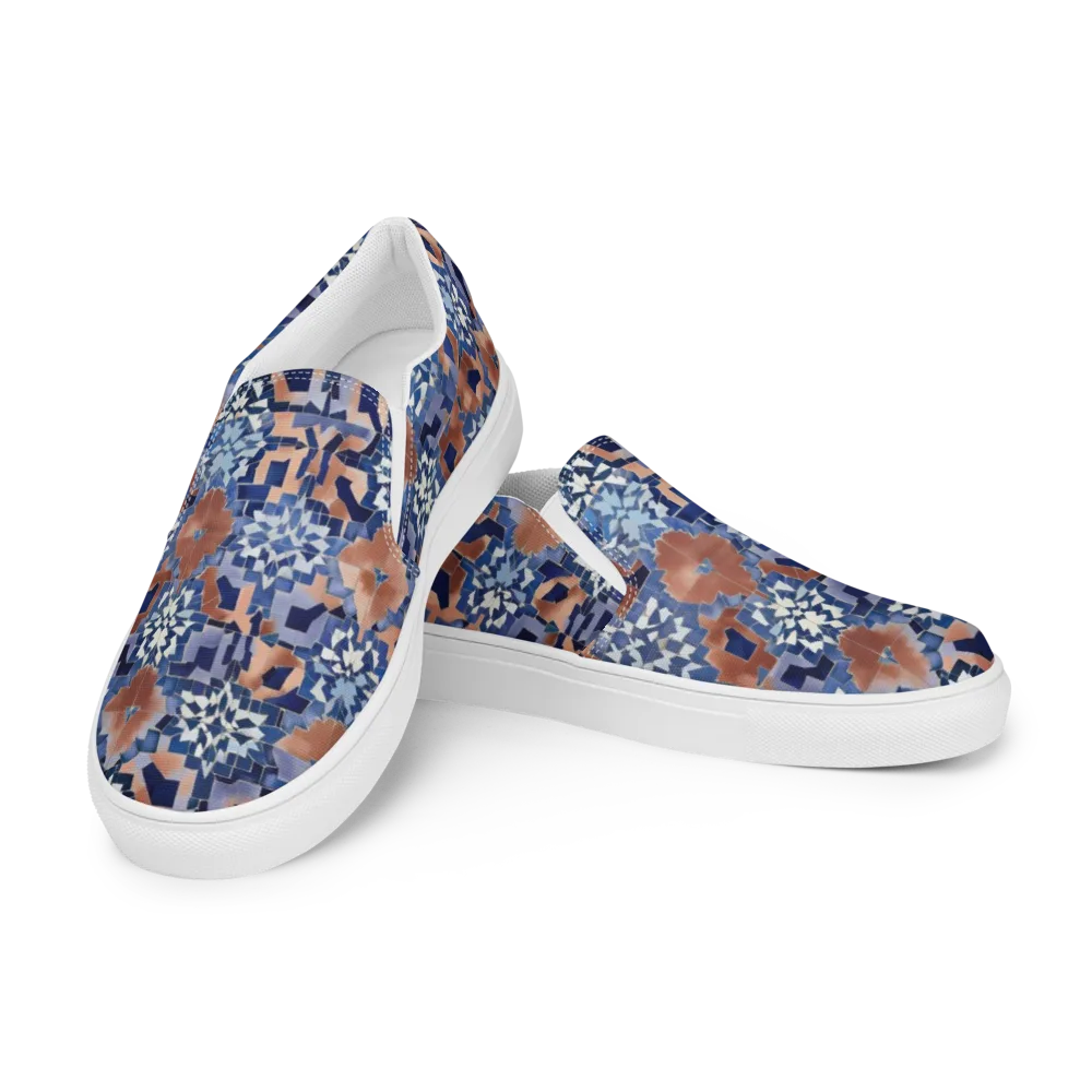 Blue Hour Tile on Men's Slip-On Canvas Shoes — Left Front