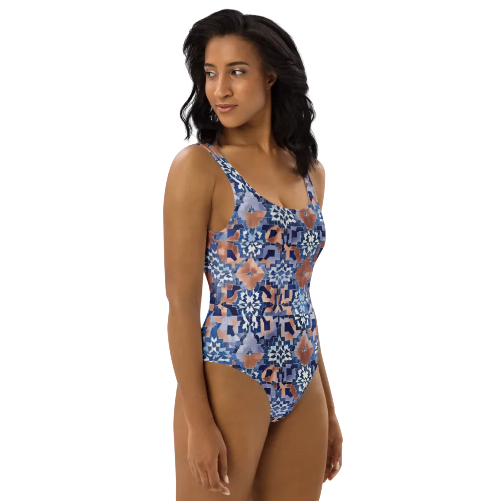 Blue Hour Tile on One-Piece Swimsuit — Right