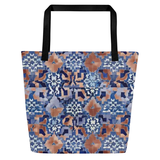 Blue Hour Tile on a Large Tote Bag W/ Pocket