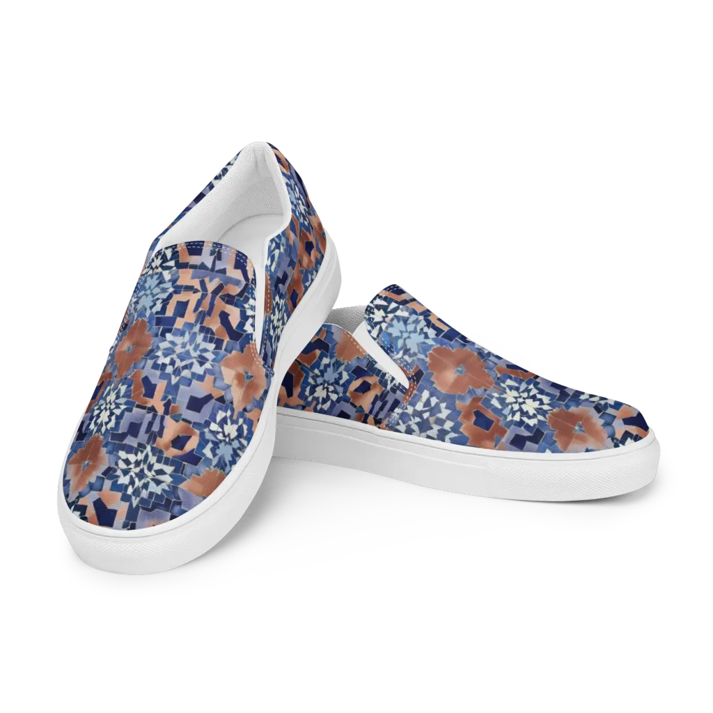 Blue Hour Tile on Women's Slip-On Canvas Shoes — Left Front
