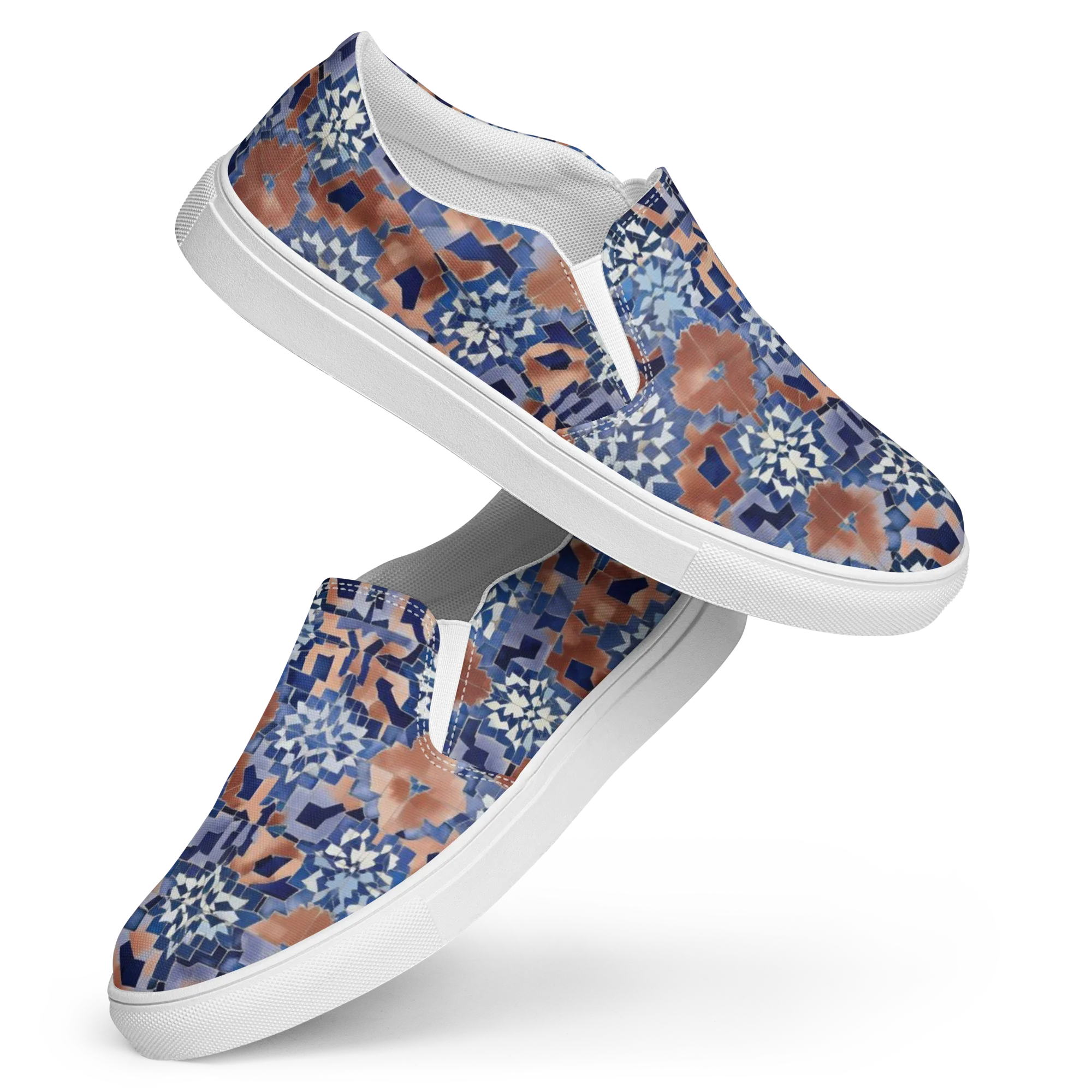 Blue Hour Tile on Women's Slip-On Canvas Shoes — Front