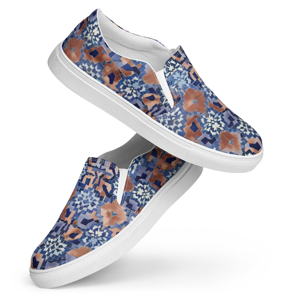 Blue Hour Tile on Women's Slip-On Canvas Shoes — Front