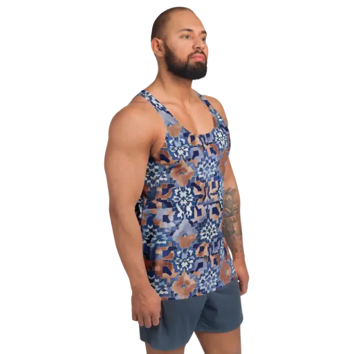 Blue Hour Tile on a Men's Tank Top