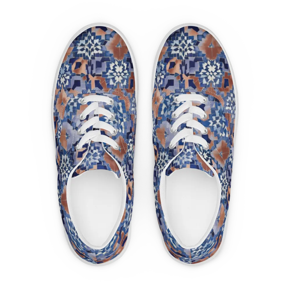 Blue Hour Tile on Men's Lace-Up Canvas Shoes — Front